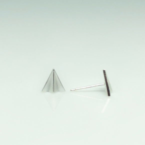 925 Paper Airplane Brushed Silver Earrings - Picture 2 of 5